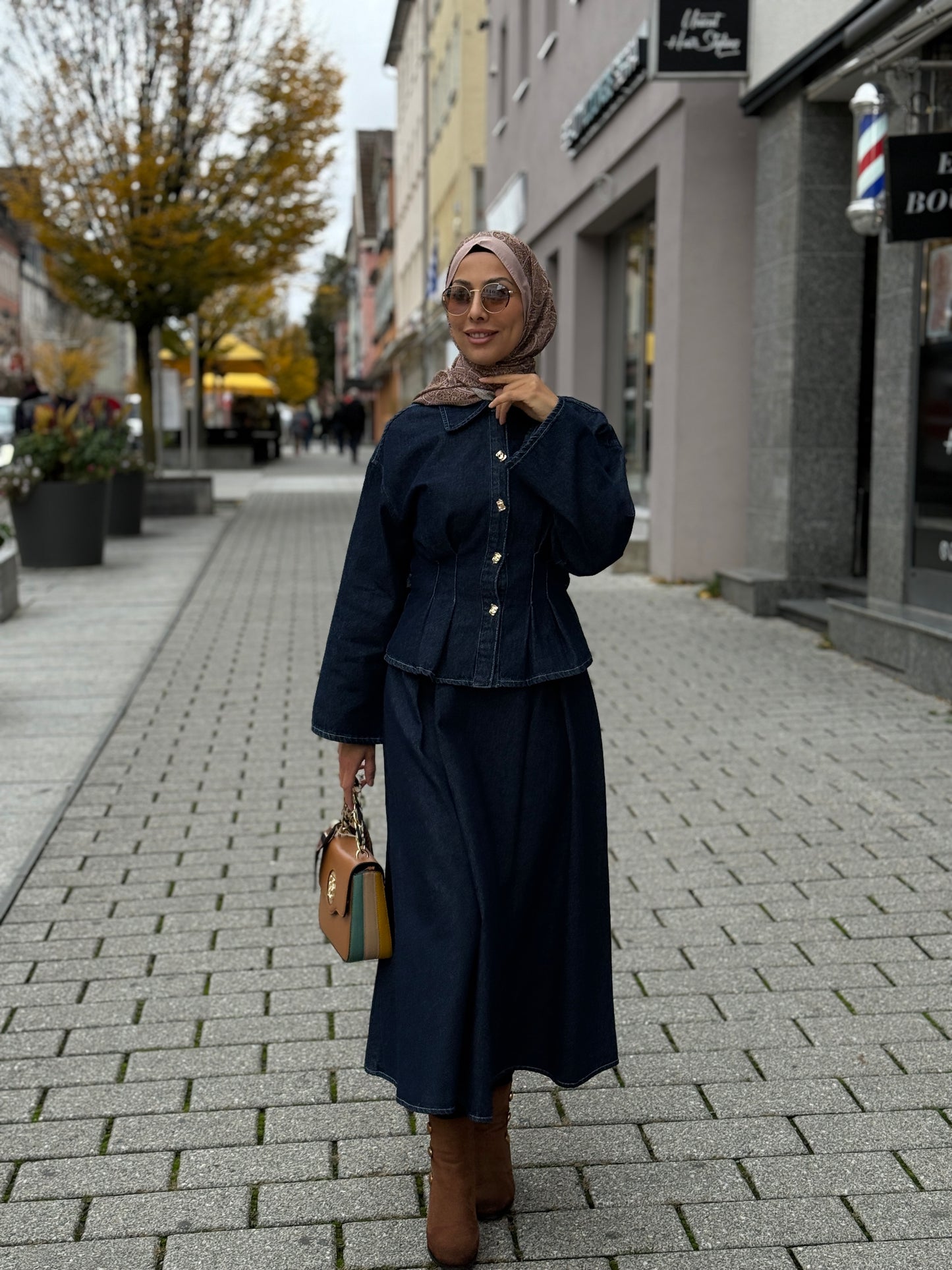 Meri Store Denim‑Zweiteiler – Dunkelblau