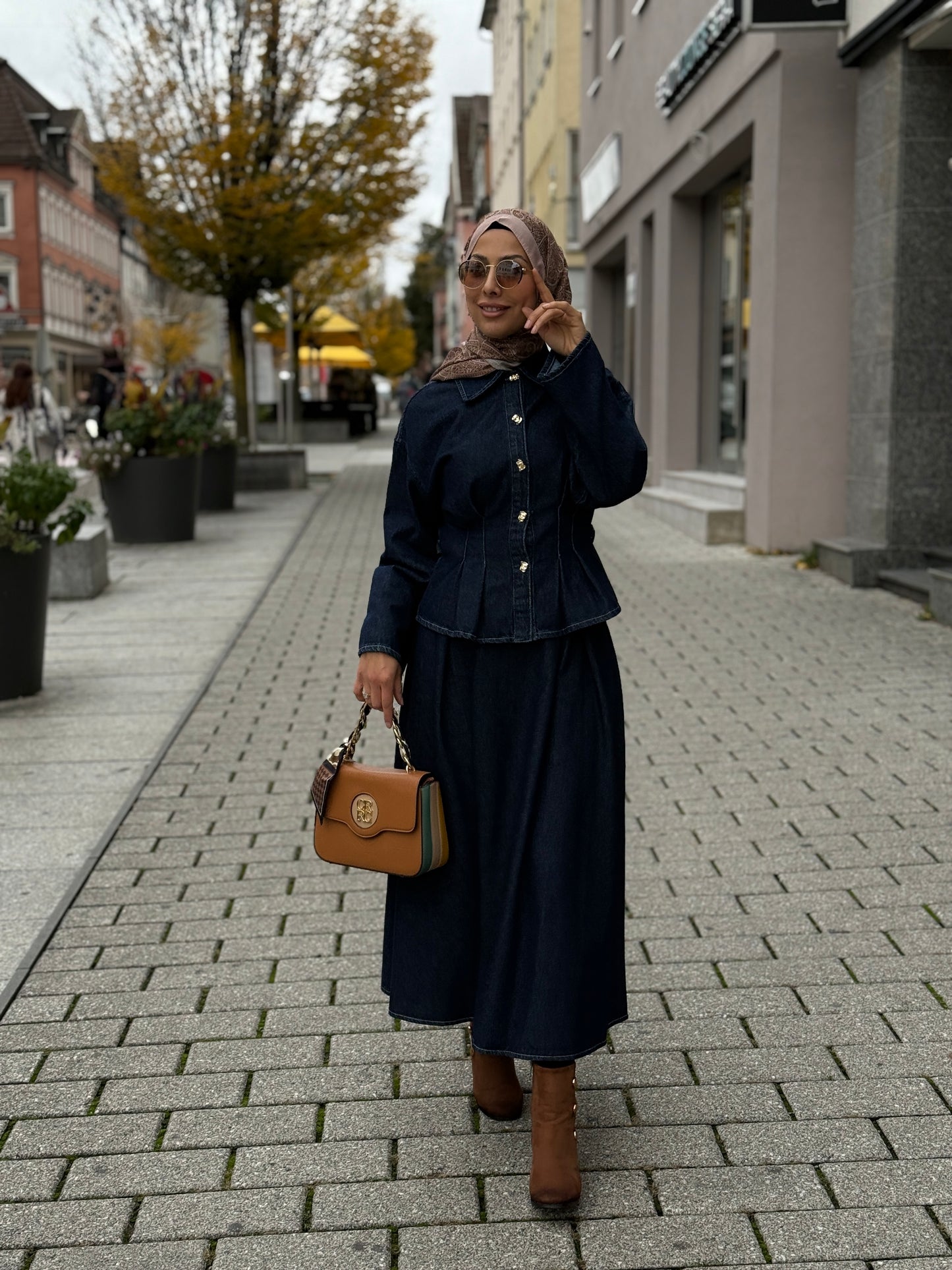 Meri Store Denim‑Zweiteiler – Dunkelblau